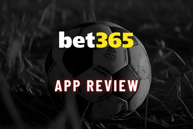 Gráfico de portada con el logotipo de bet365 sobre una pelota de fútbol en blanco y negro y la leyenda "App Review".